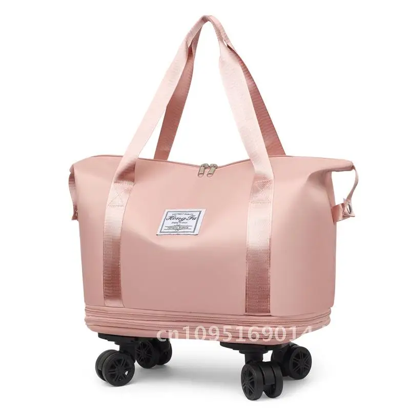 

Universal Wheel Expandable Travel Bag for Business Trip Large Capacity Multifunctional Dry Wet Separation Nylon Luggage for Wome