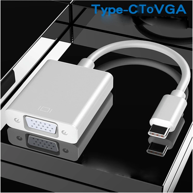 Adaptador USB C para VGA, Cabo Conversor Tipo-C Masculino para VGA para Macbook de 12 Polegadas, Chromebook Pixel, Lumia 950XL, Monitor de PC