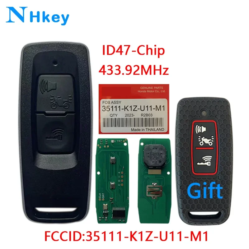 NHkey For 2023 year Honda PCX PCX160 Motorcycle Remote Key 2 Button 433.92MHz 47 Chip FCCID 35111-K1Z-U11-M1