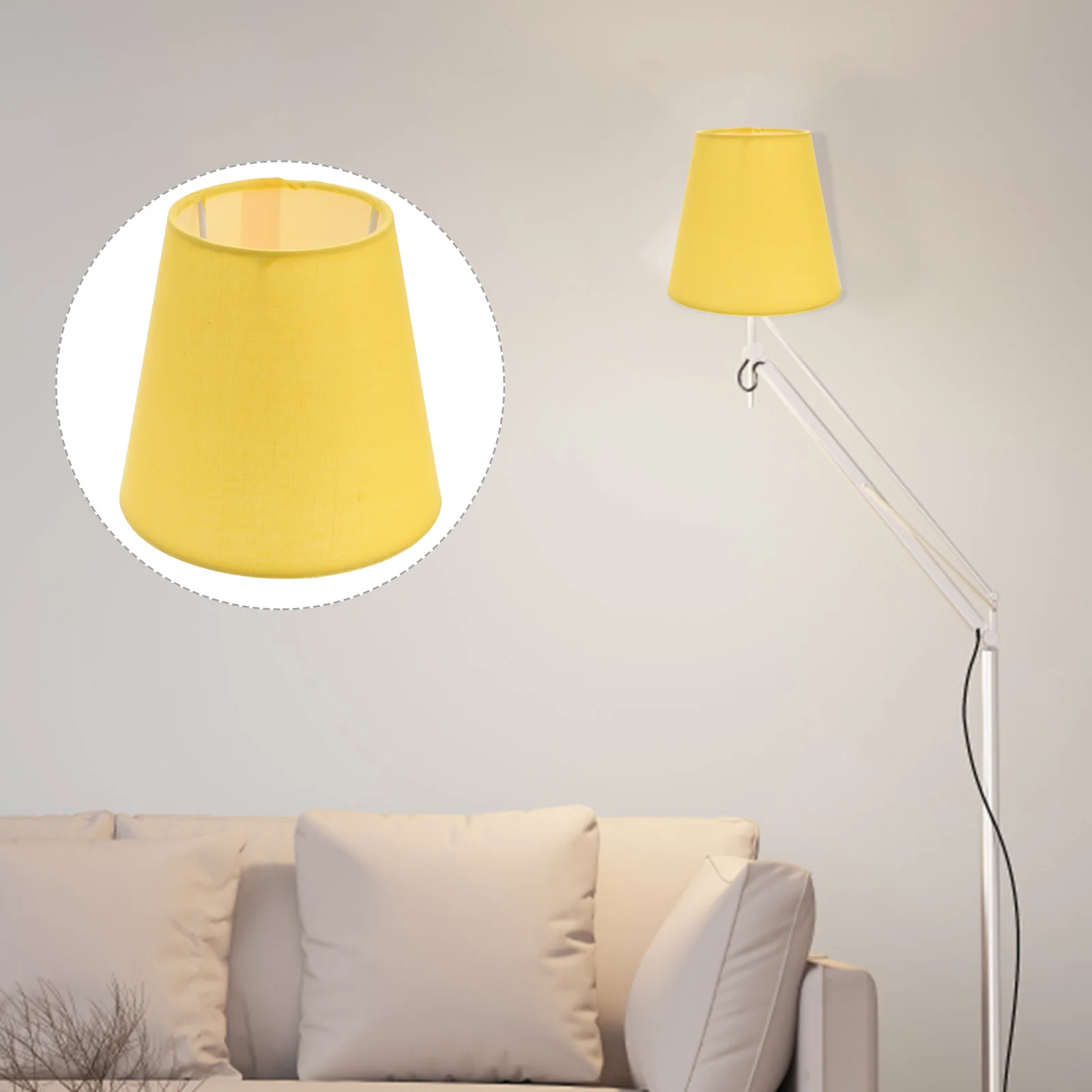 

Macaron Fabric Lamp Shade Yellow Hanging Lamp Cover Household Ceiling Light Shade Easy Install Soft Light Chandelier Lampshade