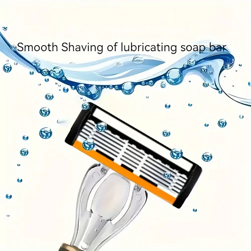 Imagen 2 del producto Maquinilla de afeitar de 6 capas (1 soporte para maquinilla de afeitar + cabezal de 6 hojas), juego de maquinilla de afeitar con casete, cuchillo de depilación facial y cuerpo azul para mujeres y hombres