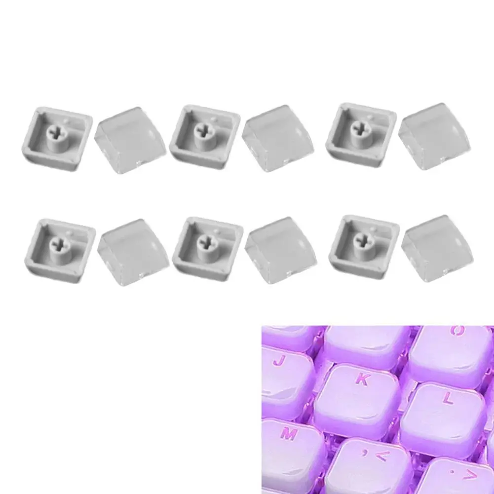 10 Sets Of Transparent Cover Keycaps and Gray Buttons Mechanical Keyboard Replacement Keycaps