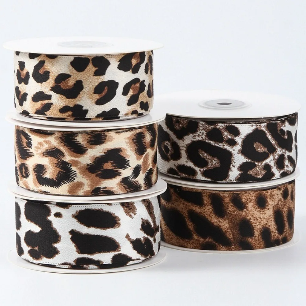 

Multipurpose 25mm Satin Silky Crafts Materials Making Clip Leopard Print Ribbon Hair Bow Clothing Accessory Ribbon Lace