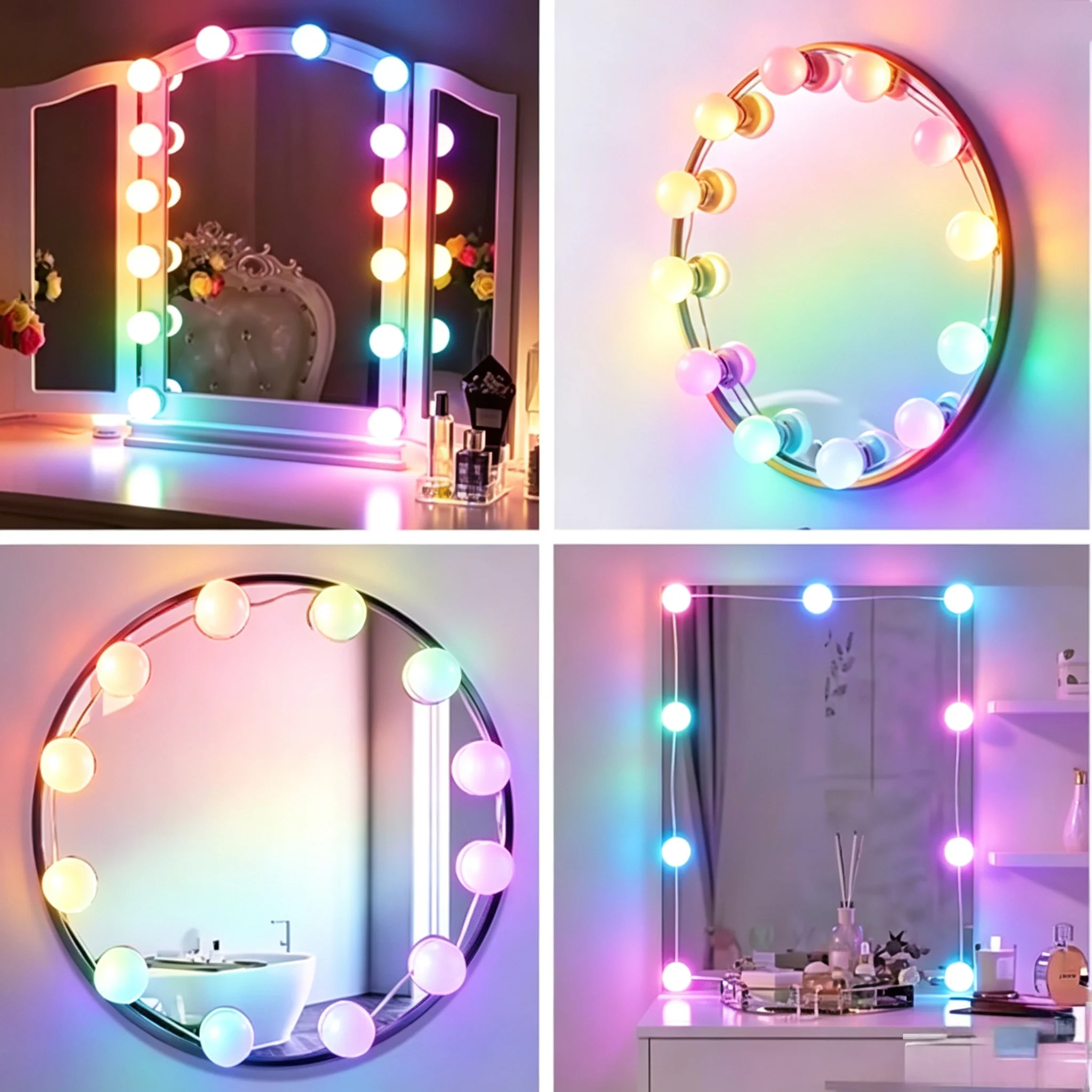 Colorful RGB LED Makeup Light Bulbs USB Powered Dimmable Vanity Mirror Ambient Lighting view 4
