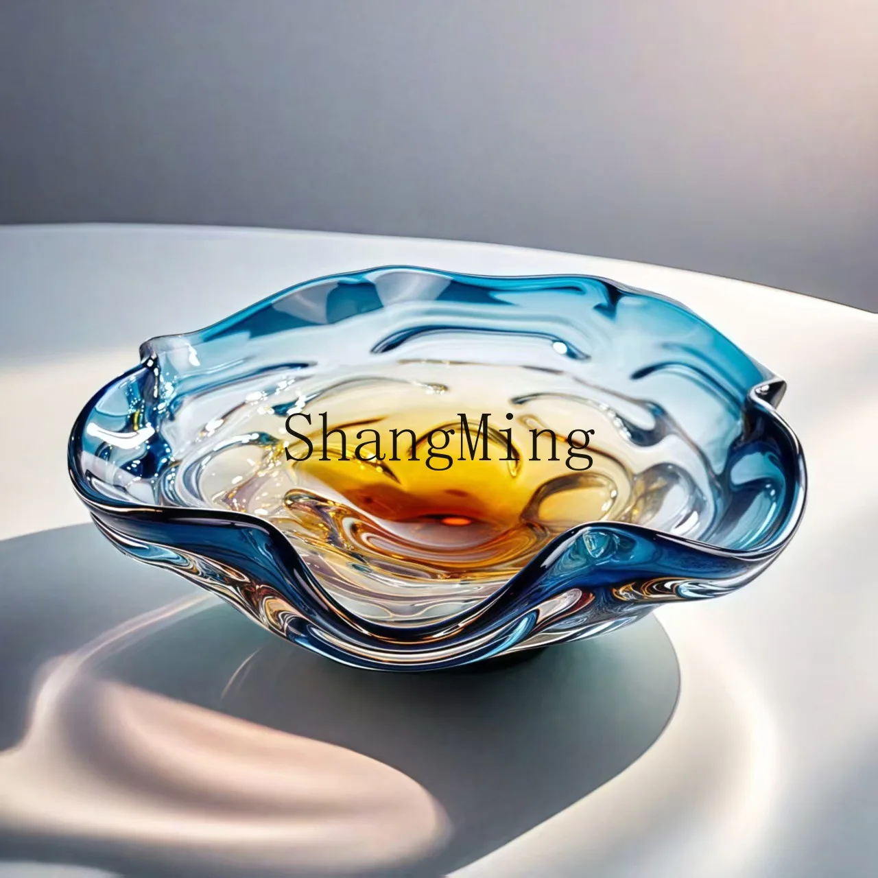 

CL Modern Simple Light Luxury Glazed Fruit Plate Advanced Sense Home Living Room Glass Fruit Plate Desktop Model Room Ornament