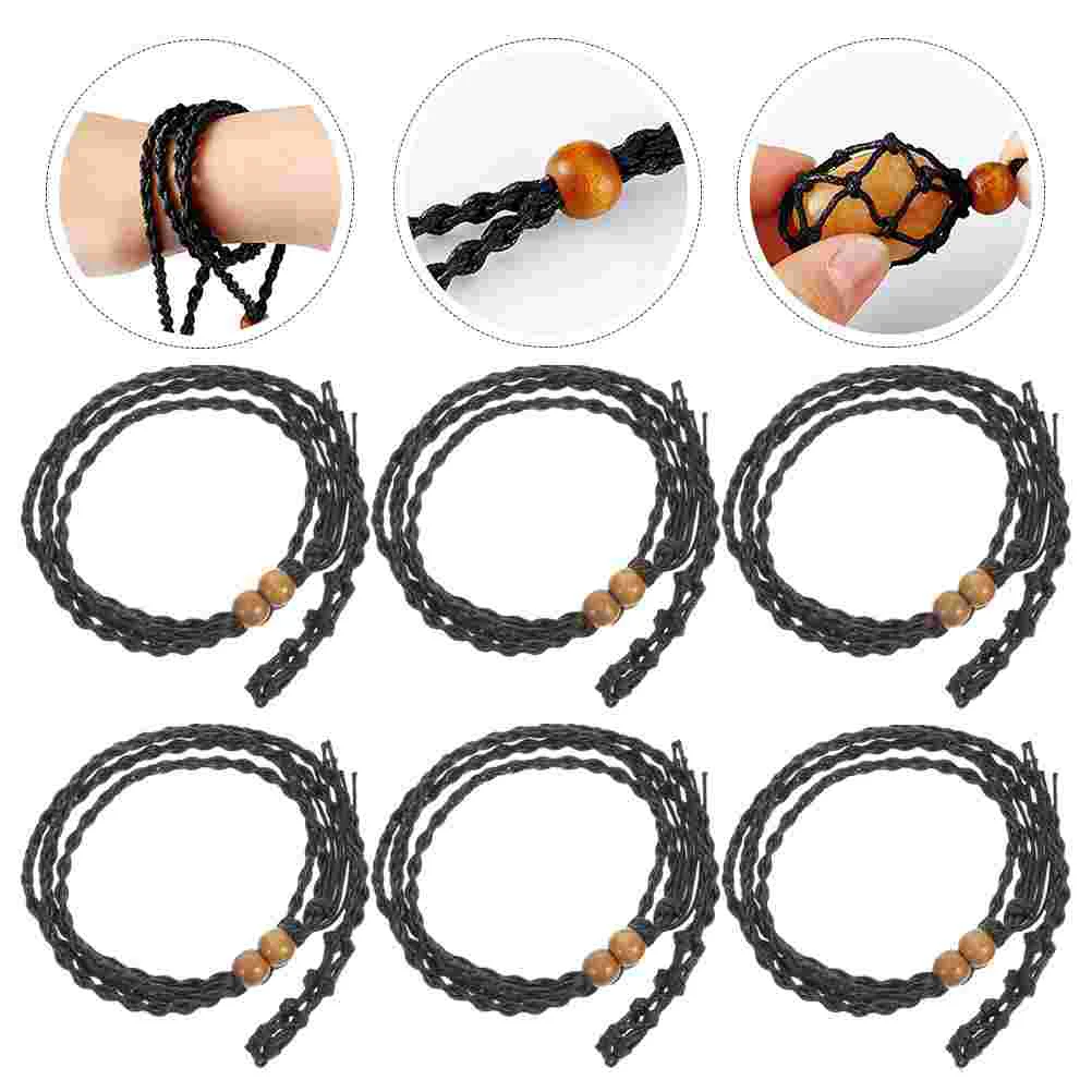 

6 Pcs Mesh Woven Necklace Crystal Cage Rope Pendant Holder Locket Cord Braided Necklaces Jewelry