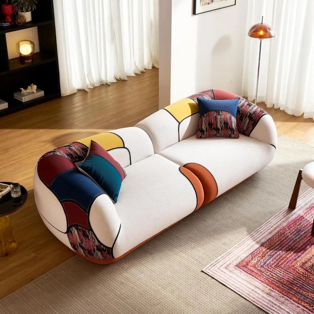 

102" Oversized Modern Curved Sofa, Minimalist 4-Seat Chenille Couch for Living Room Apartment, Boneless Sectional Floor Lounge