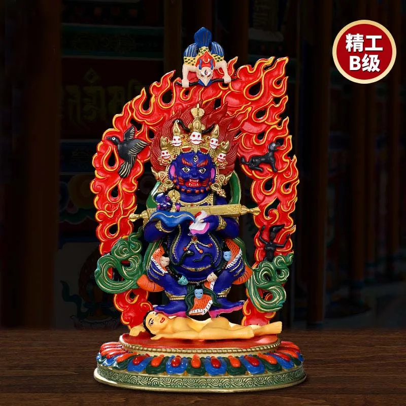 High grade COLOR Drew gilding Buddha brass statue HOME temple effective protection Tibetan Nepal Two armed Mahakala Buddha