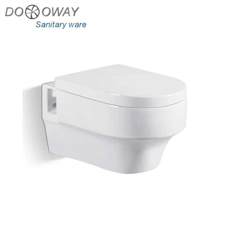 European Bathroom Wall Hung Toilet DOK08 One Piece White Simple Square Modern Ceramic Wall Mounted  Strong Carton Packing