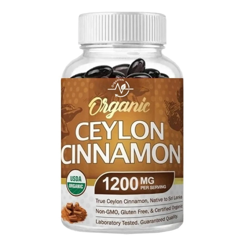 

Organic Ceylon Cinnamon Supplement 1200mg, 60 Capsules - Non GMO, Gluten Free Powder