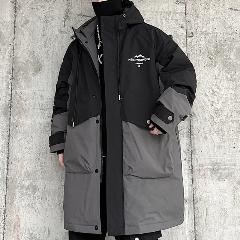 Plus Size Men's Clothing Winter Fashion Down Jacket For Men Korean Trendy Long Padding New In Hooded Down Coats Puffer Jacket