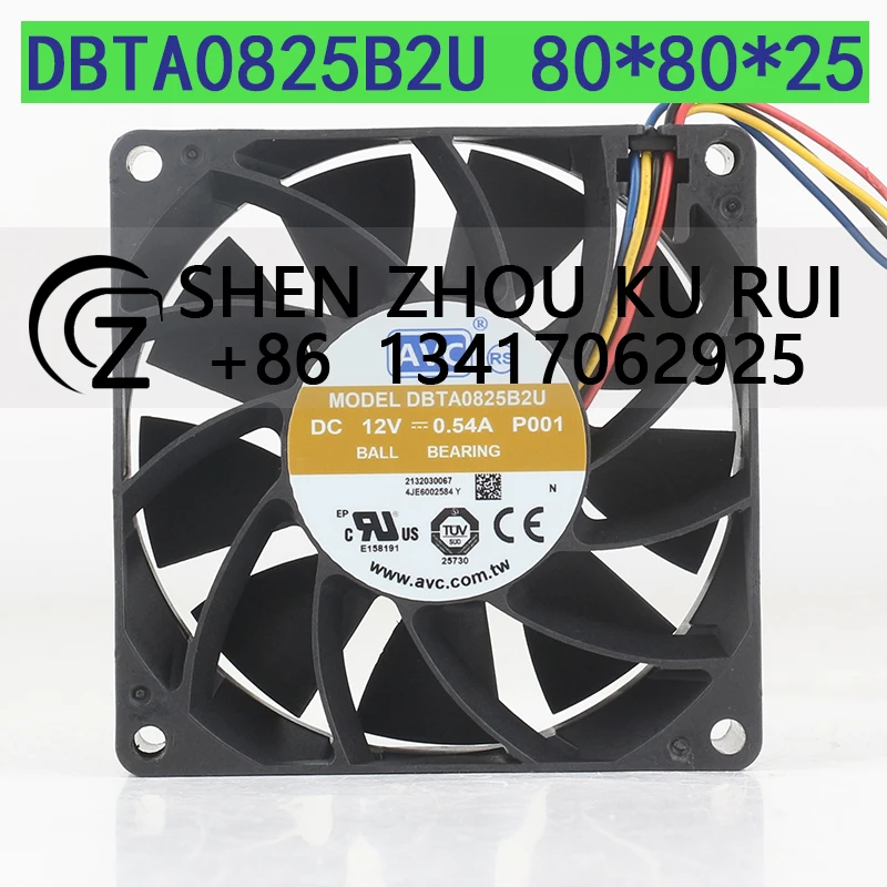 

Интеллектуальный вентилятор охлаждения AVC с регулировкой скорости, 12В 0.54А, 8025, 4-проводной, PWM, высокая производительность, DBTA0825B2U