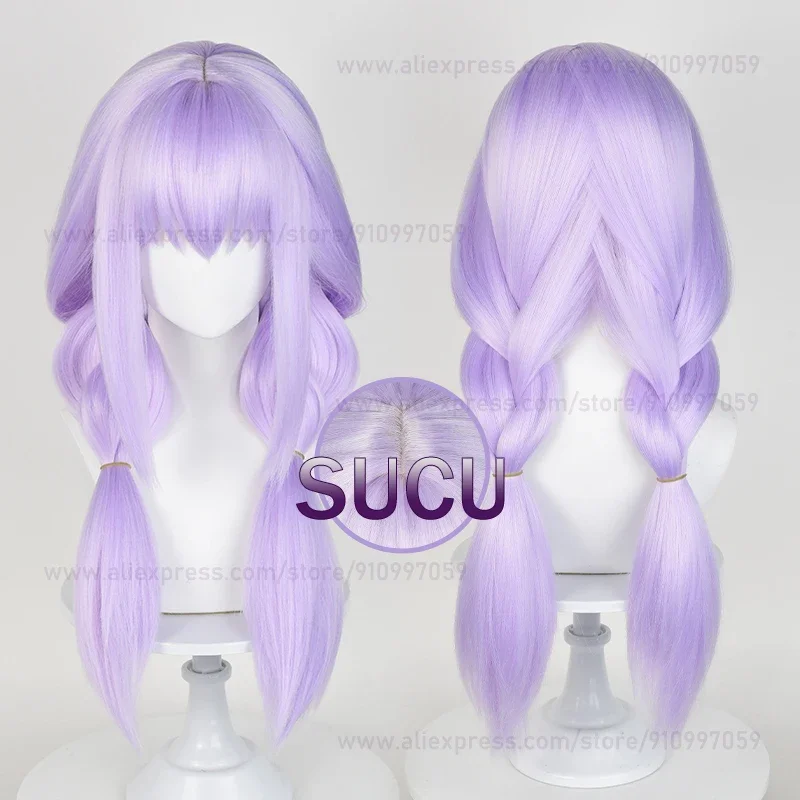 Anime Hakari Atsuko Cosplay Wig 65cm Light Purple Double Twist Braids Hairs Heat Resistant Synthetic Wigs Wig Cap