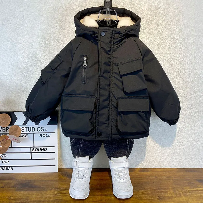 

2023 Children Jackets Coat Autumn Winter Boy Clothes Baby Warm Thicken Velvet Outwear Outfits Toddler Kids Clothing 3-10 Years