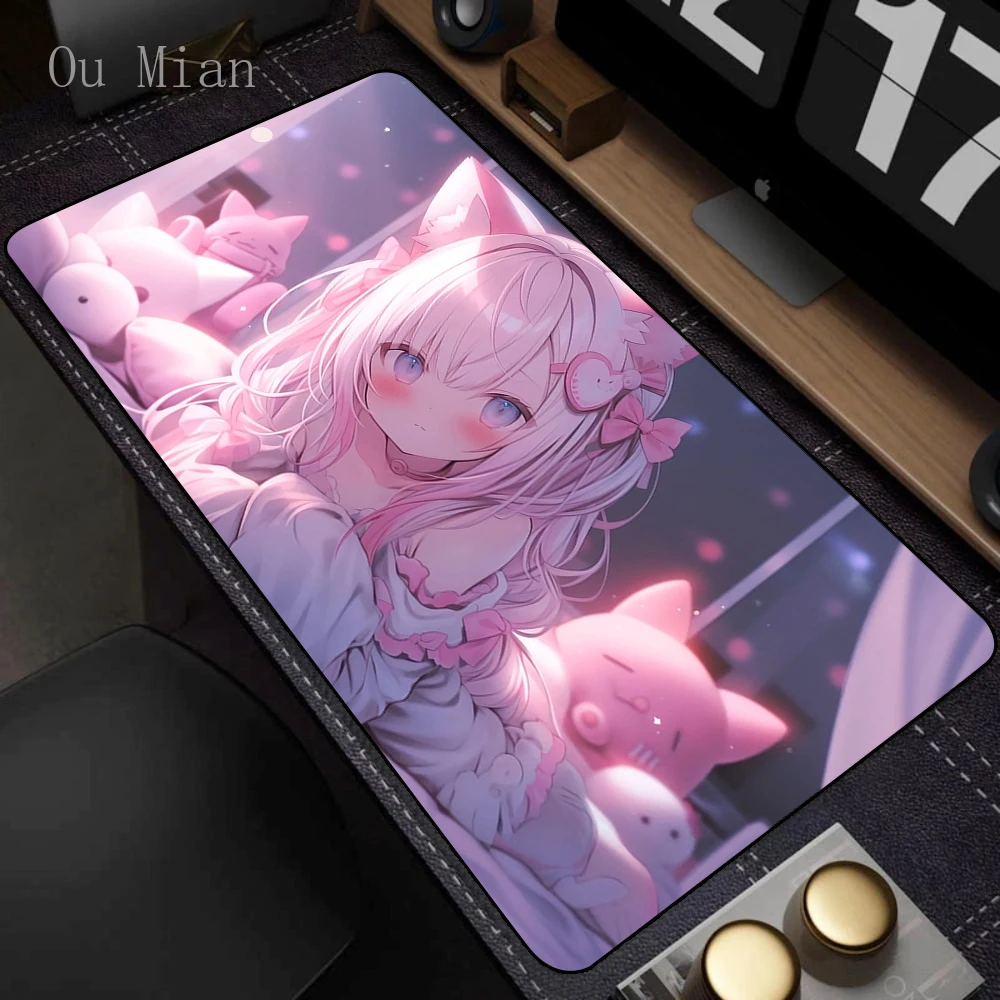 Gaming Mouse Pad 900x400mm Kawaii Anime Girl Computer Keyboard Mousepad Gamer Large Non-Slip Mouse Mat Cute Rubber Big Desk Mat