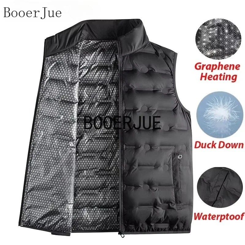 Graphene Heating Winter Vests Waterproof Fashion Down Sleeveless Couples Lightweight Work Outdoor Hiking Sports Skiing Jackets