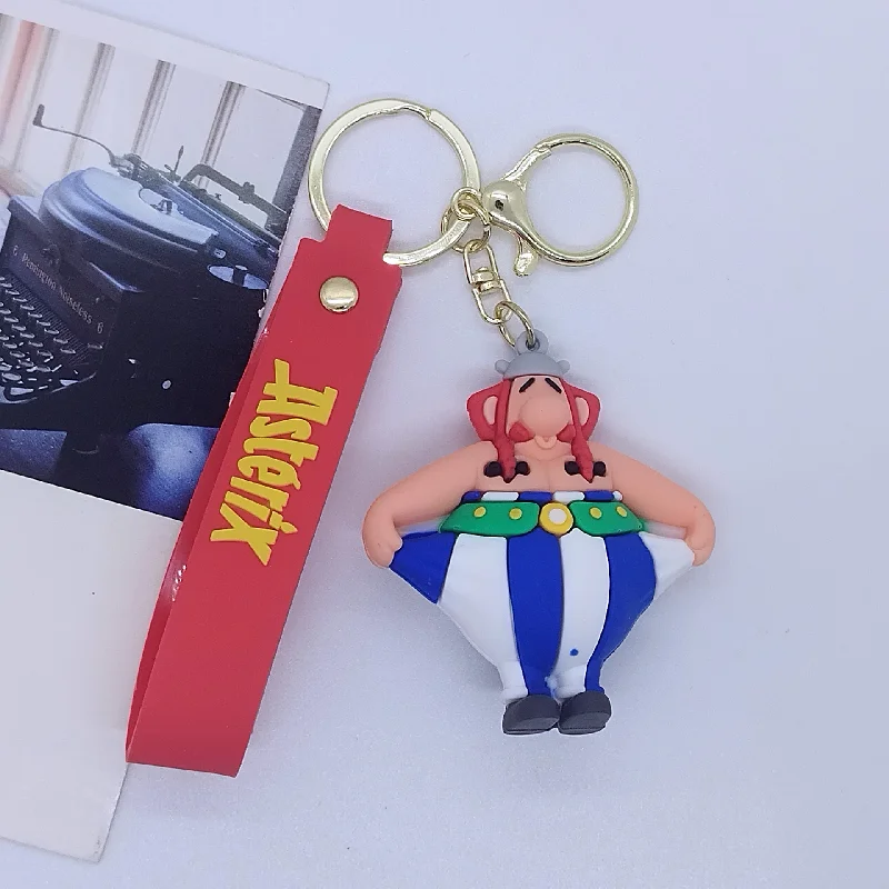 Cartoon Asterix Keychains Doll Keyring Couple Pendant Car Key Chain Key Pendant PVC Backpack Pendant Gifts For Kids Keyring