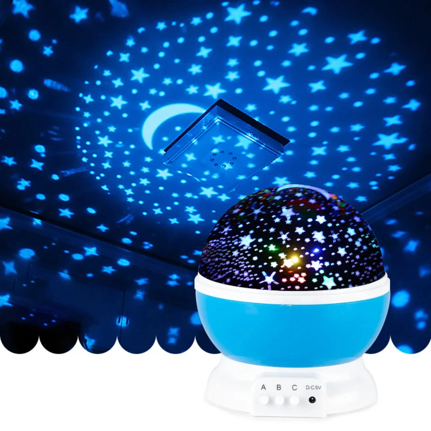 Enchanting Rotating LED Night Light Projector with Starry Sky - Stunning Planetarium Star Night Lights for Children's Bedroom - 