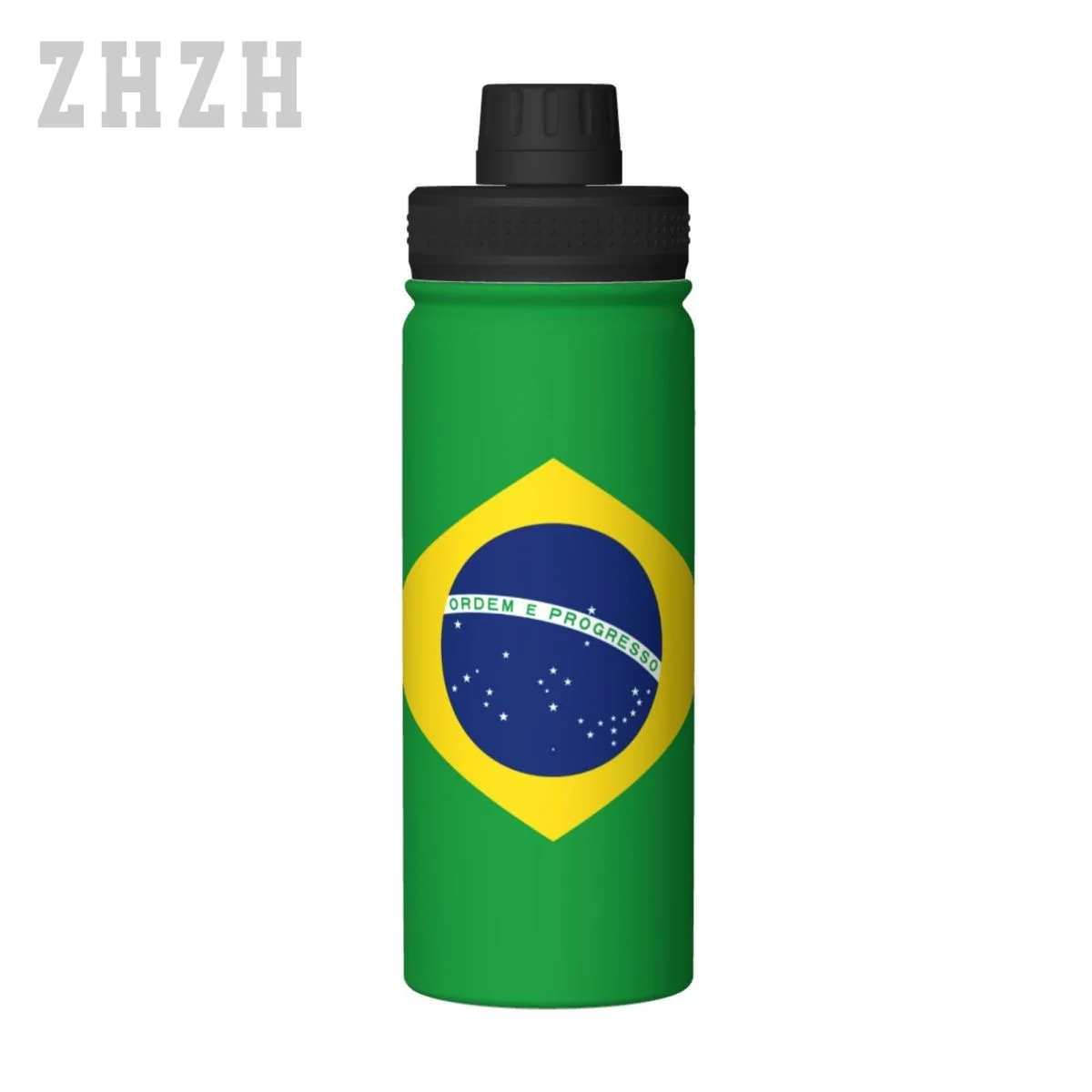 Unisex Sports Water Thermos Bottle Brazil Flag Stainless Steel Double-layer Insulation Cold And Hot Travel Vacuum Flask