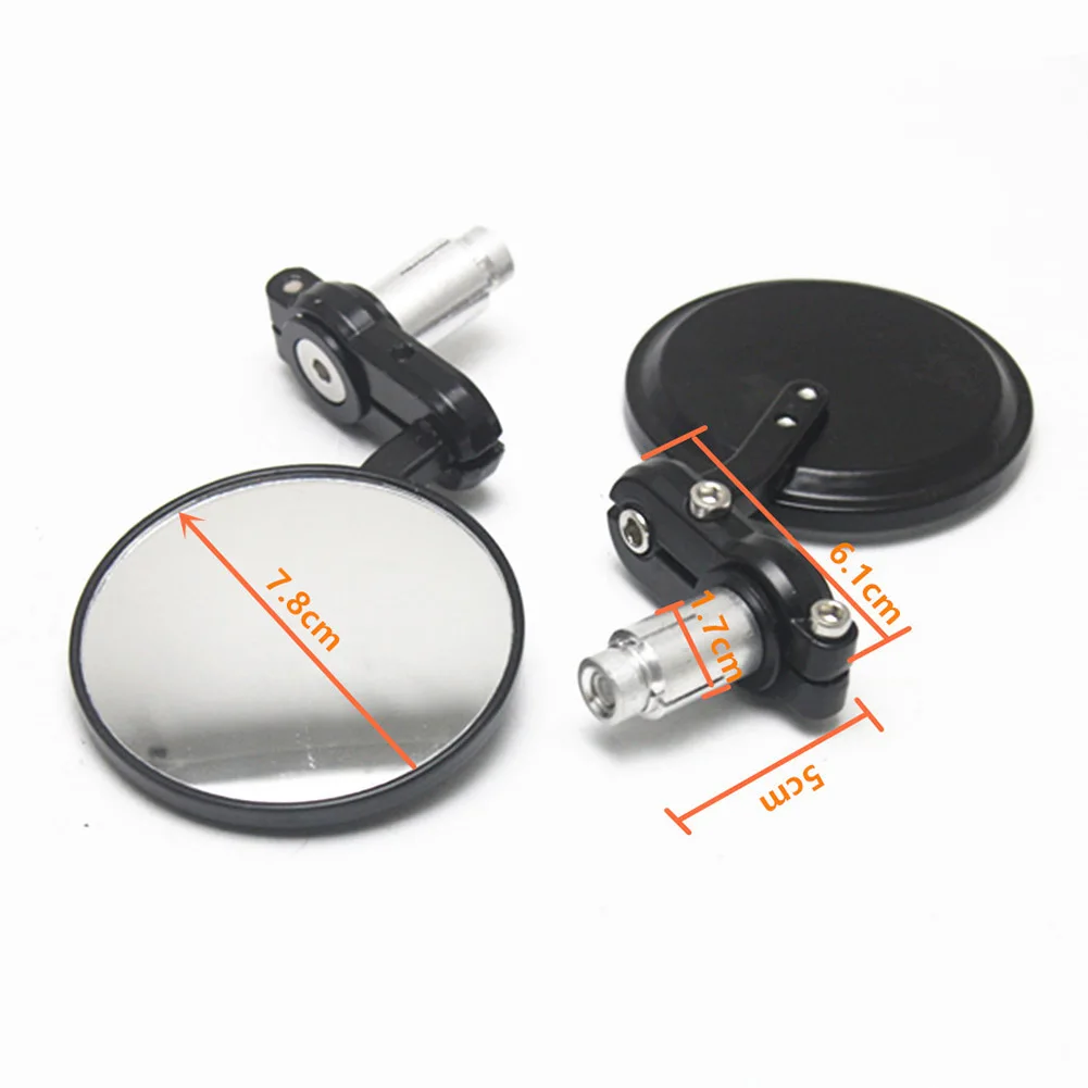 Motorcycle Rearview Mirrors 1 Pair for 7/8 Inch Handlebars with Spherical Glass Lens and Aluminum Covers Adjustable Multi Angle