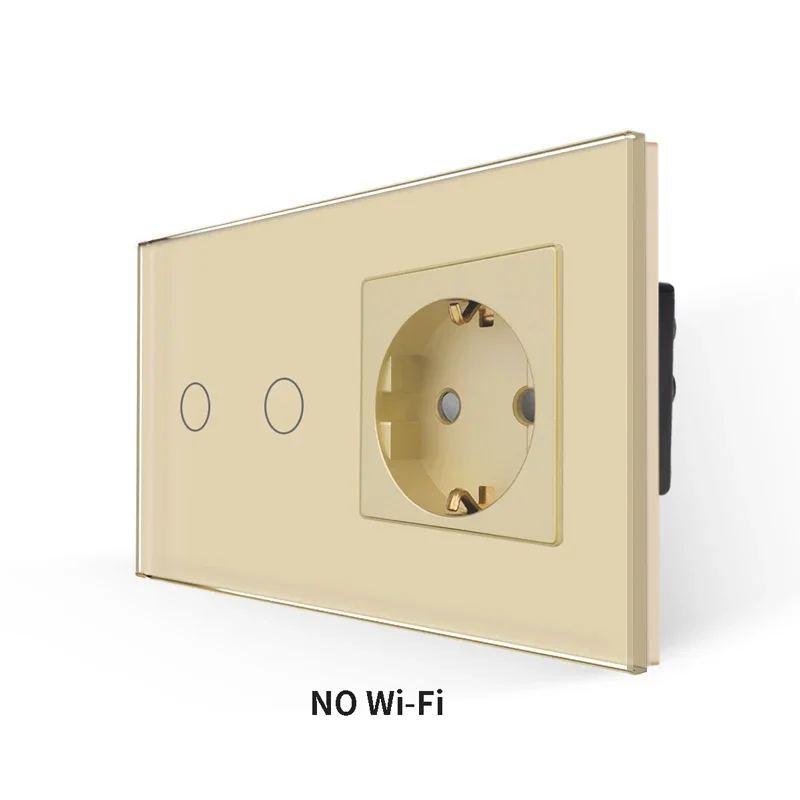 Bingoelec Gold Touch-schakelaar met stopcontacten met kristallen glazen paneellichtschakelaars en stopcontacten Home Improvement