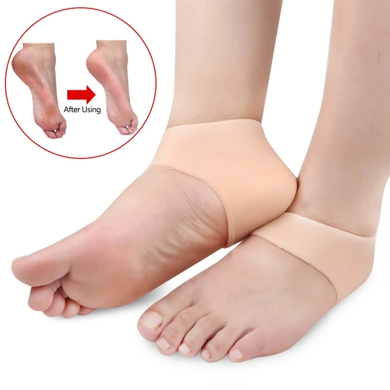 2 pz = 1 paio di Silicone strumento per la cura del piede screpolato Gel idratante calzini al tallone cura della pelle screpolata protezione per fascite plantare Pedicure