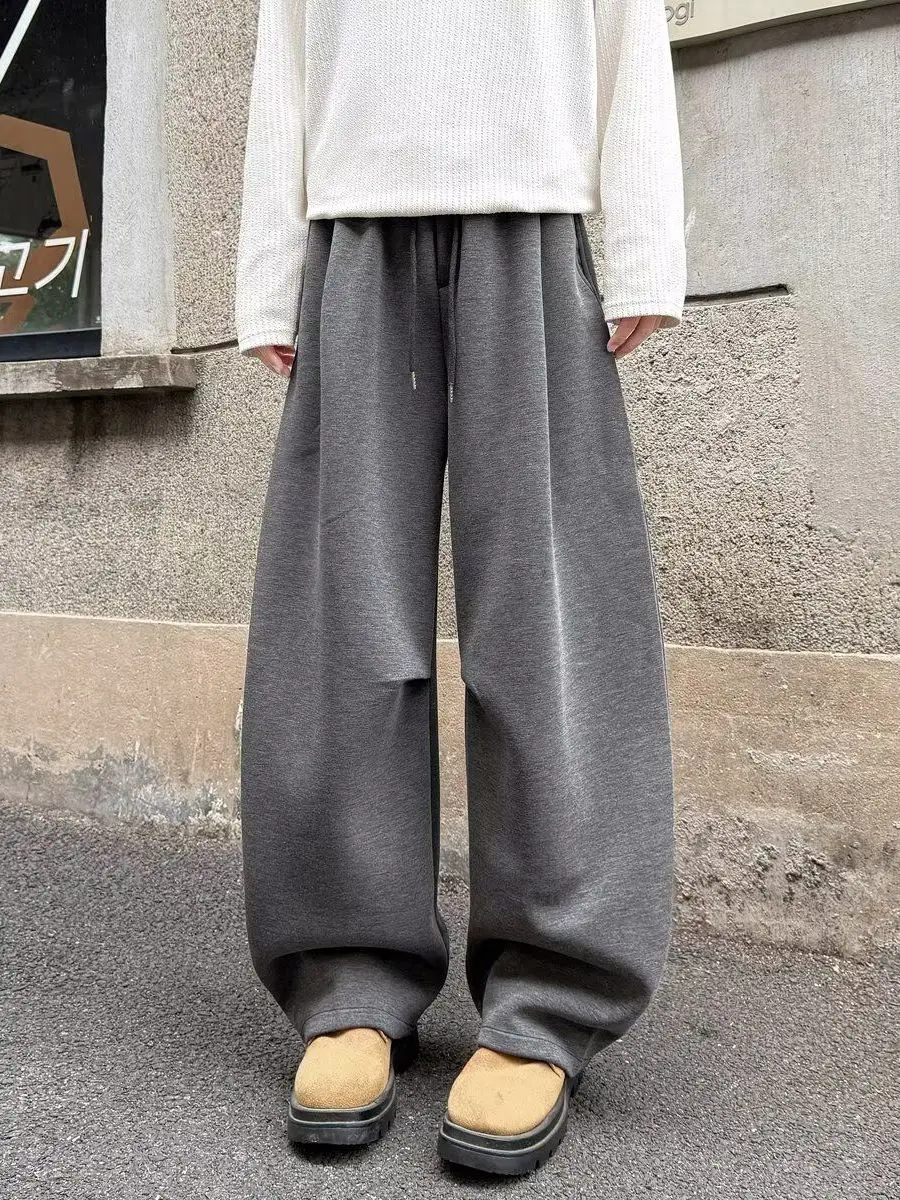 

Уютные вязаные брюки-палаццо с высокой талией для женщин, весна-осень, новинка, универсальные, стройнящие