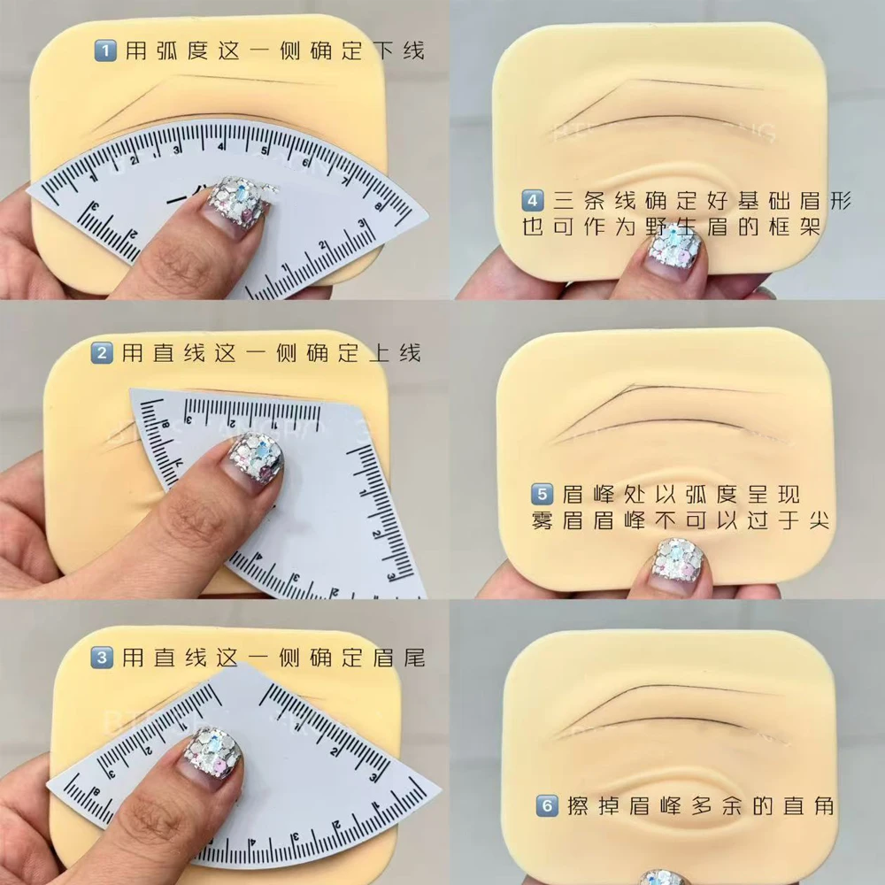 1-Minute-Lineal für Augenbrauen, Zeichnung, Design, Microblading-Kartierwerkzeug, Formung, permanenter Tattoo-Anleitung, Augen-Make-up-Werkzeug, Tattoo-Zubehör – Detail 6