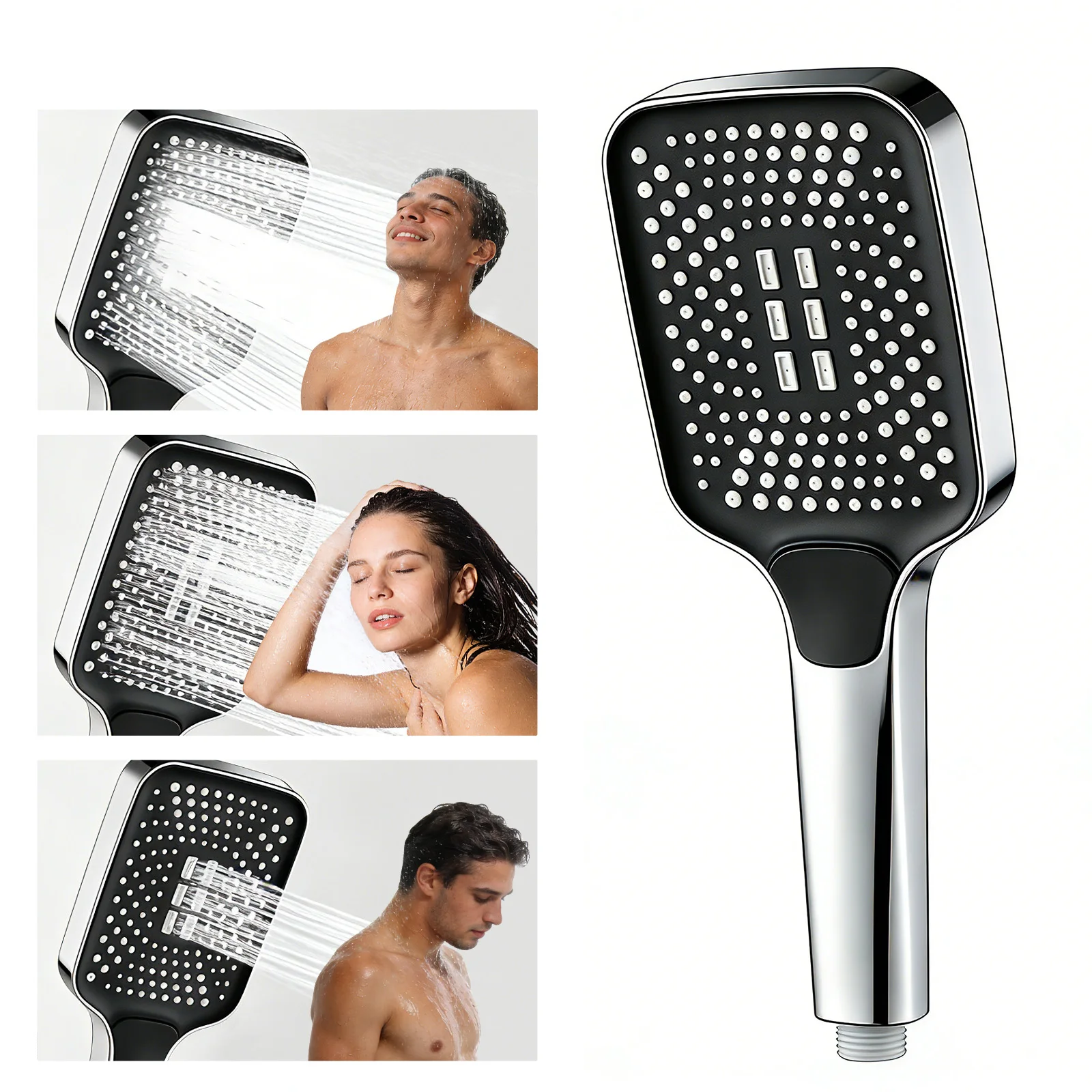 Adjustable Square Shower Head Large Outlet Water Heater Household Bath Pressurized Rain Shower Head Set