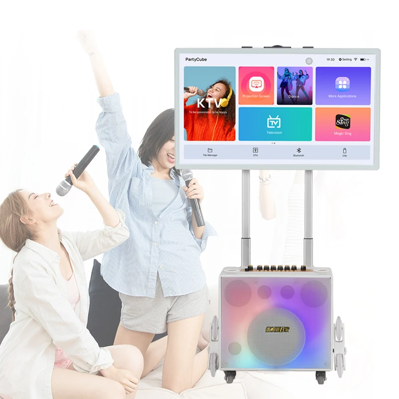 Riotouch 15.6 Inch FoldableTouch Screen Android Karaoke Audio 4K Player White Color KTV Jukebox Karaoke Machine