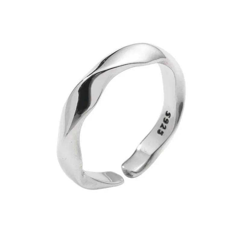 Women's 925 Sterling Silver Twisted Wave Opening Ring