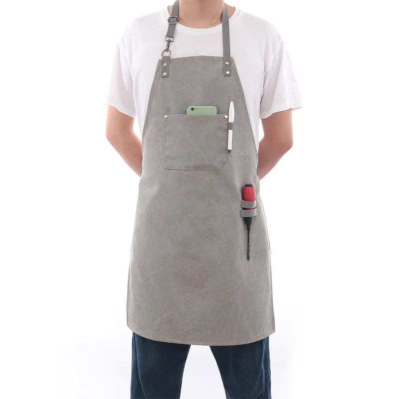 Man apron Thickened canvas apron new dining hairdressing baking milk tea shop barista women work apron