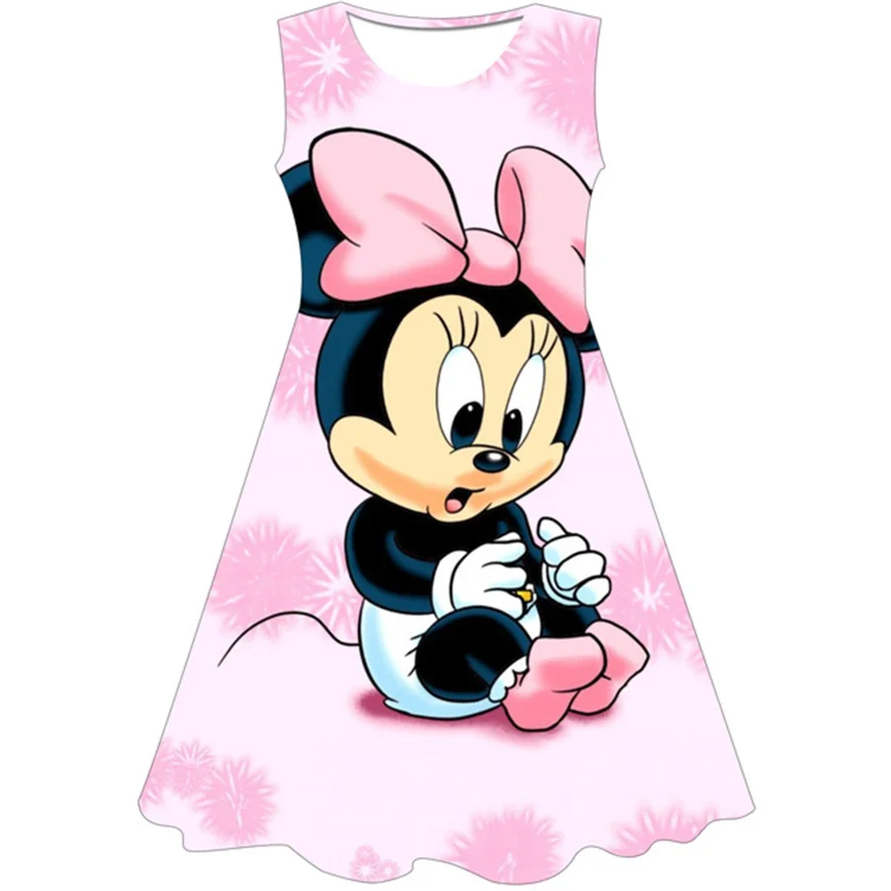 Girls Cosplay Cartoon Costume Minnie Mouse Dress Kids Summer Short Sleeve Princess Dress Up Children Birthday Party 3D Clothing