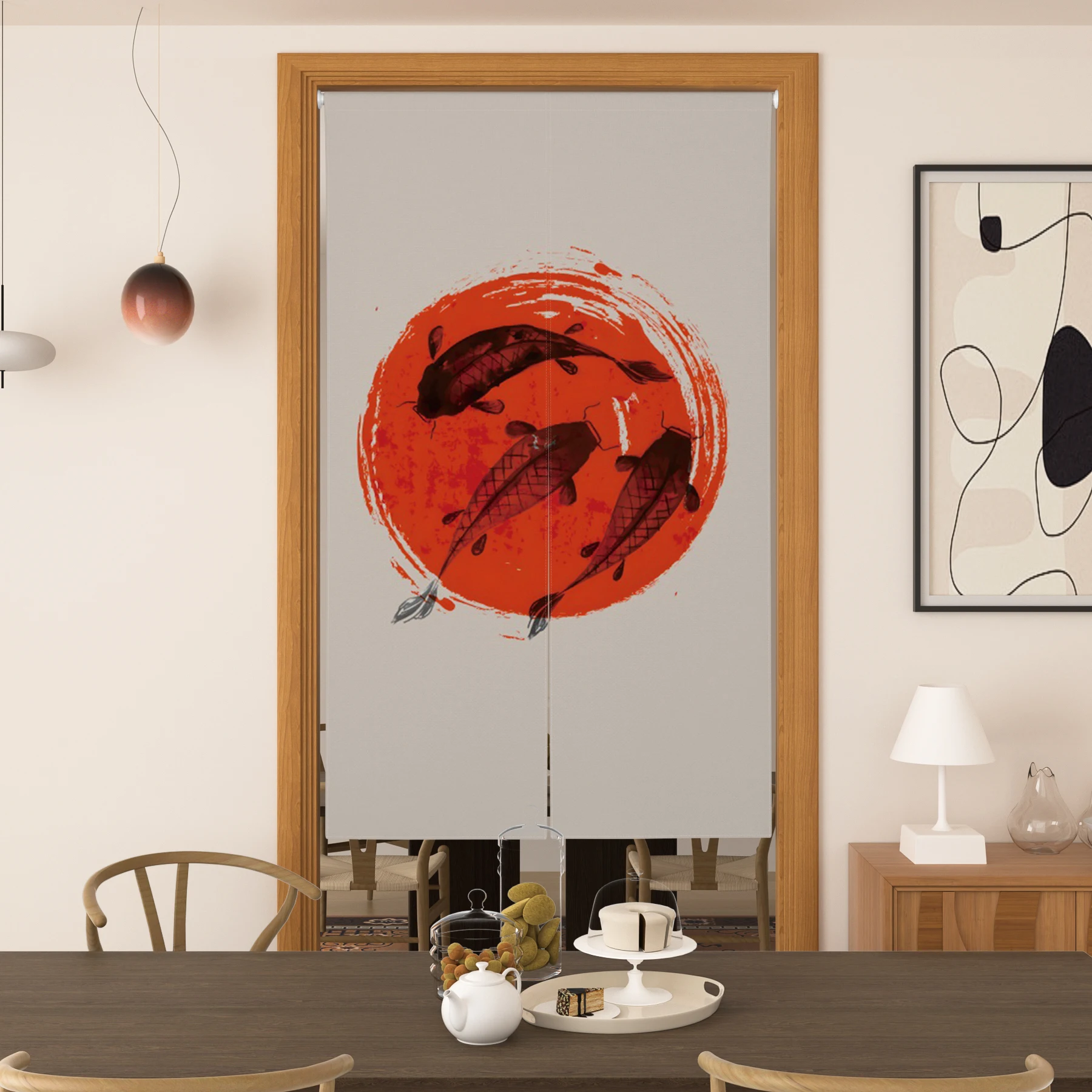 Koi Fish Japanese Door Curtain Noren Blue Dining Room Kitchen Living Room Partition Sake House Shop Entrance Goodwill Curtains