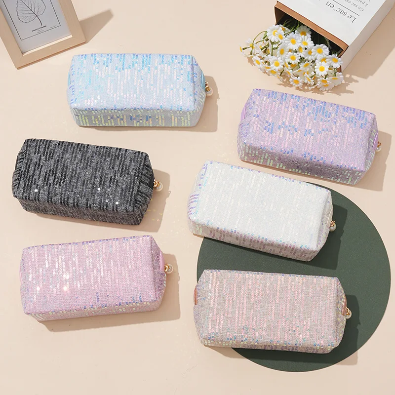 New Embroidered Sequin Large Capacity Ins Style Makeup Bag Cute Portable Storage Bag Wash Bag Wholesale Косметичка