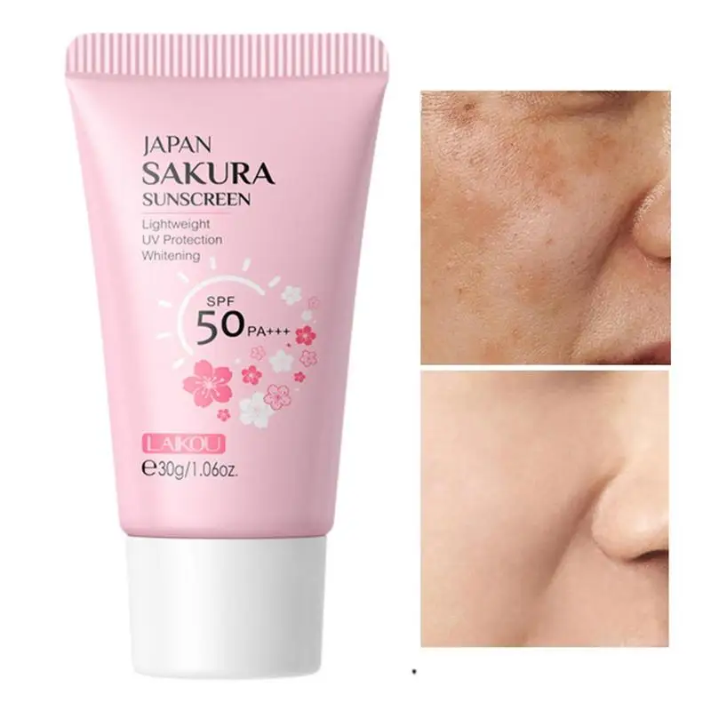 Sakura Whitening Cream Sunscreen Protector Facial Body Solar Sun Blocker SPF50 Isolation Lotion Cream Bleaching Moisturizer