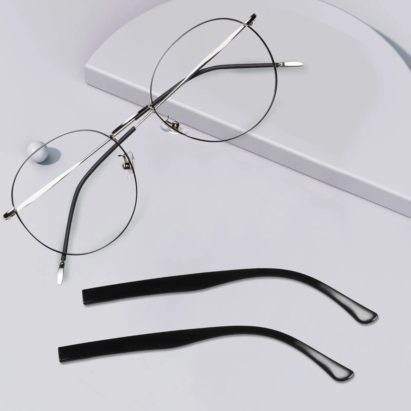 1Pair Stylish Metal Eyeglasses Replacement Temple Arms Universal Glasses Arm Legs for Repair Comfortable Ear Fit Wear Resistant