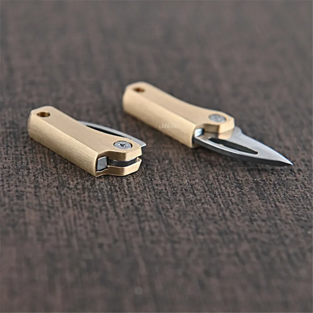 Brass Magnetic Suction Small Knife With Sharp Edge Pocket Portable Keychain Unpacking Express Delivery Tool Mini Folding Knife