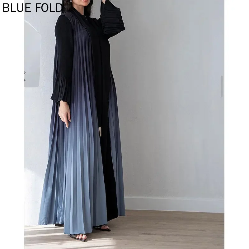 Long Gradient Color Outer Shawl, Long-sleeved Robe, Hand-pleated, Middle Eastern, Large, Spring, Autumn, New,