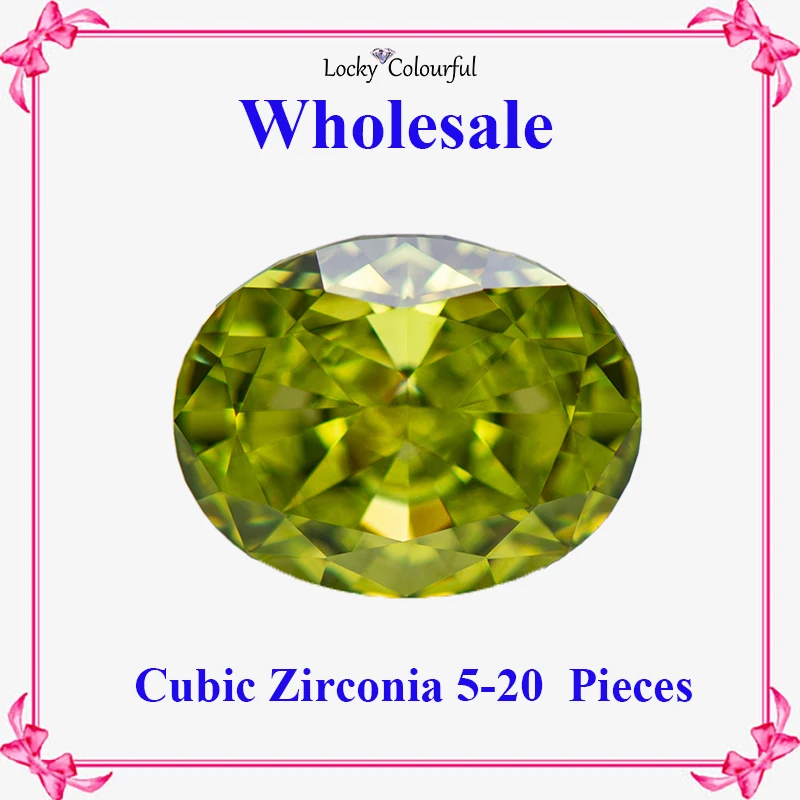 

Cubic Zirconia Wholesale Crushed Ice Cut Oval Shape Apple Green Color Charms Bead for Diy Jewelry Making Material No Certificate