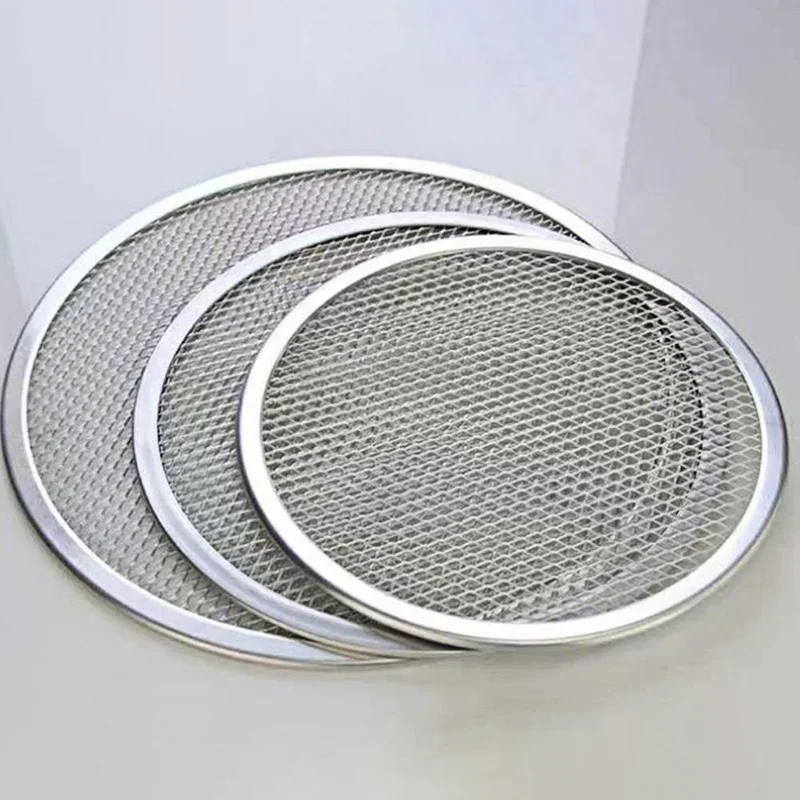 Pizza Baking Tray Multipurpose Food Grade Aluminum Alloy Round  Baking Mesh Pan for Home