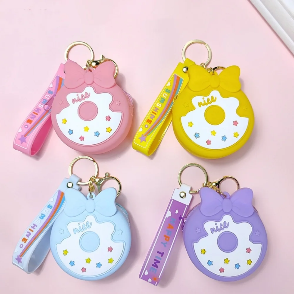 سيليكون محفظة نسائية للعملات المعدنية جولة Bowknot حقيبة سماعة الاذن لطيف سيليكون الحقيبة الملونة جولة تغيير حقيبة ل مفتاح حامل محفظة هدية ل