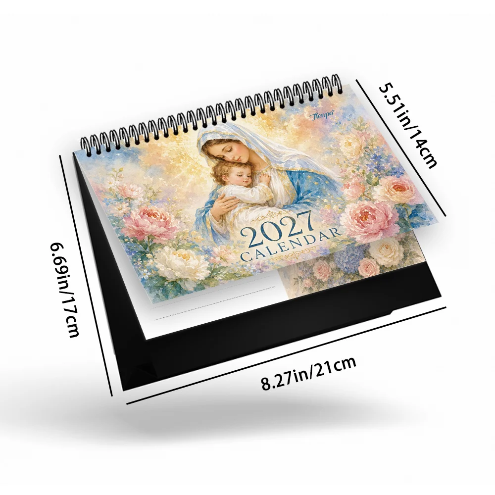 1pc 2027 Madonna-themed Desktop Calendar, Illustrative Style, 12-Month Plan, Perfect Gift For Birthdays, Christmas, New Year