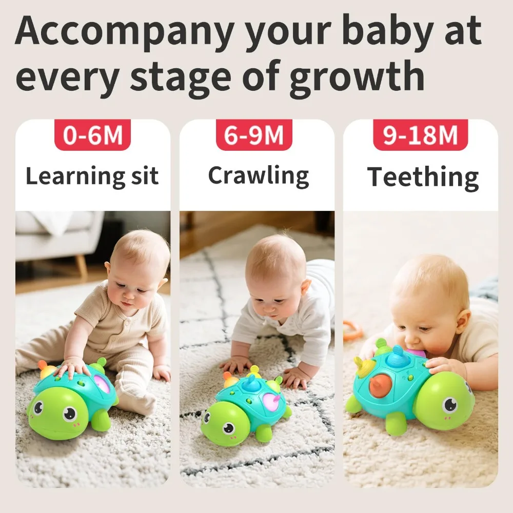 Musical Krabbeln Schildkröte Baby Spielzeug Montessori Leuchten Baby Krabbeln Spielzeug Beruhigende Geräusche Sensorischen Lernen Musical Schildkröte Spielzeug