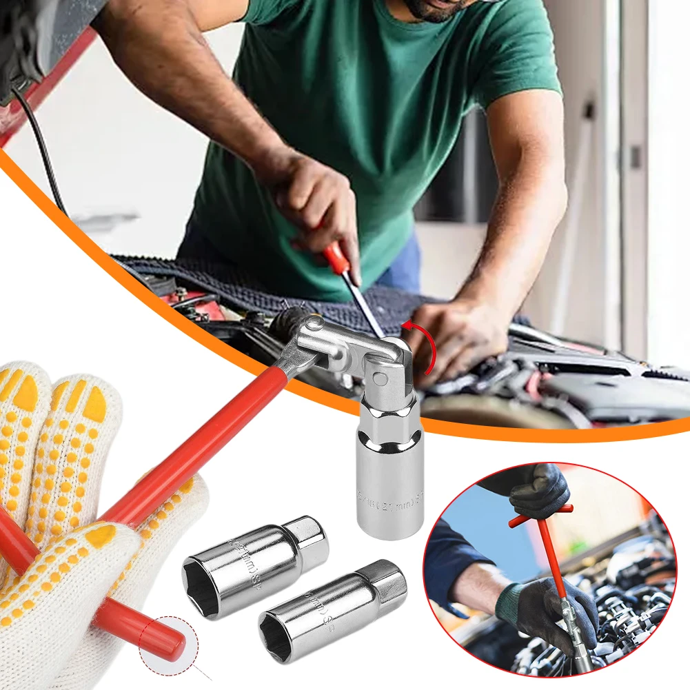 T-Bar Spark Plug Spanner Wrench 16mm 18mm Sockets Spark Plug Removal Tool Spark Plug Socket Wrench Tool Auto Repair Tools
