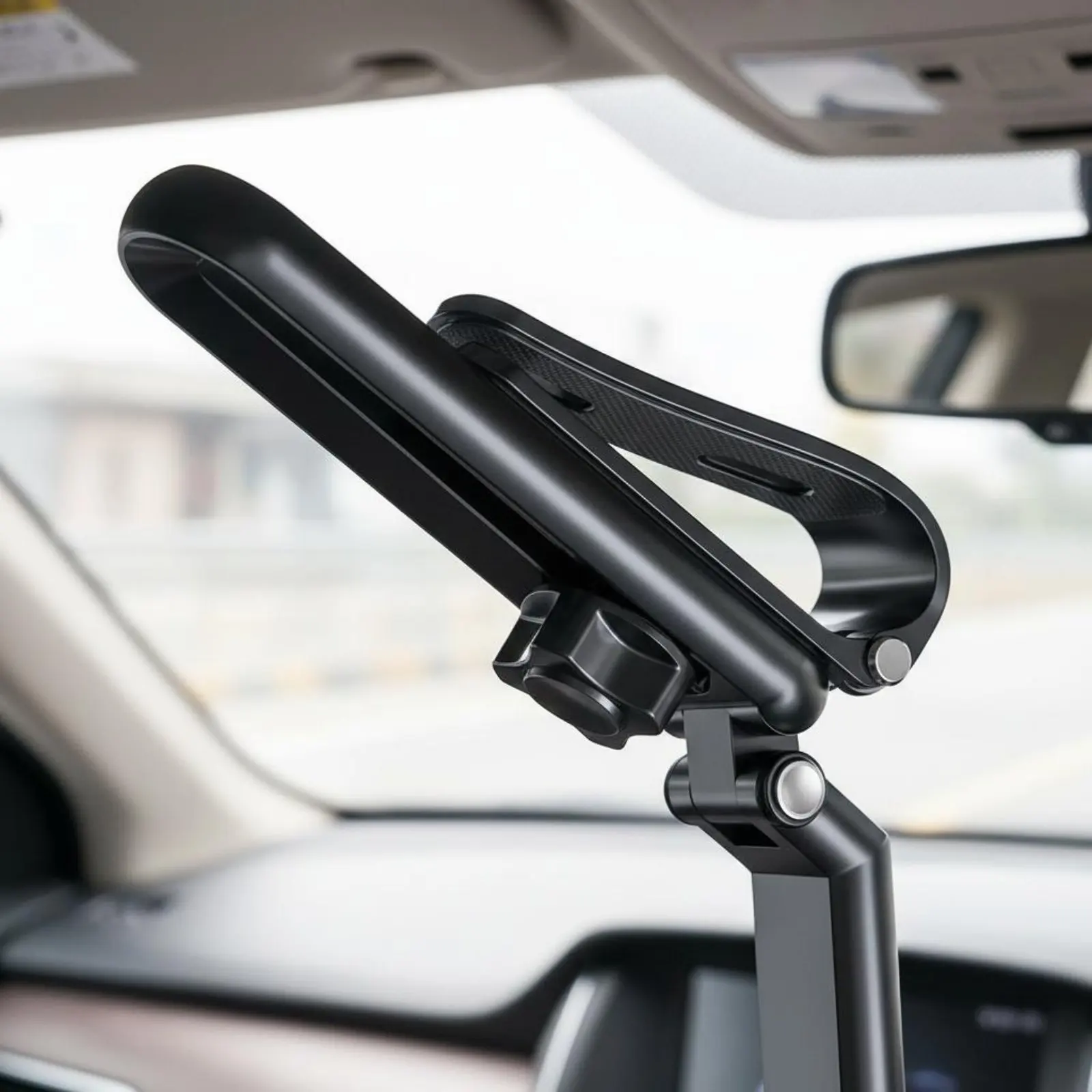 Sun Visor Phone Mount Anti-Movement Fasten-on Phone Holder Mobile Accessory Shockproof Stable Grip for Desk, Kitchen