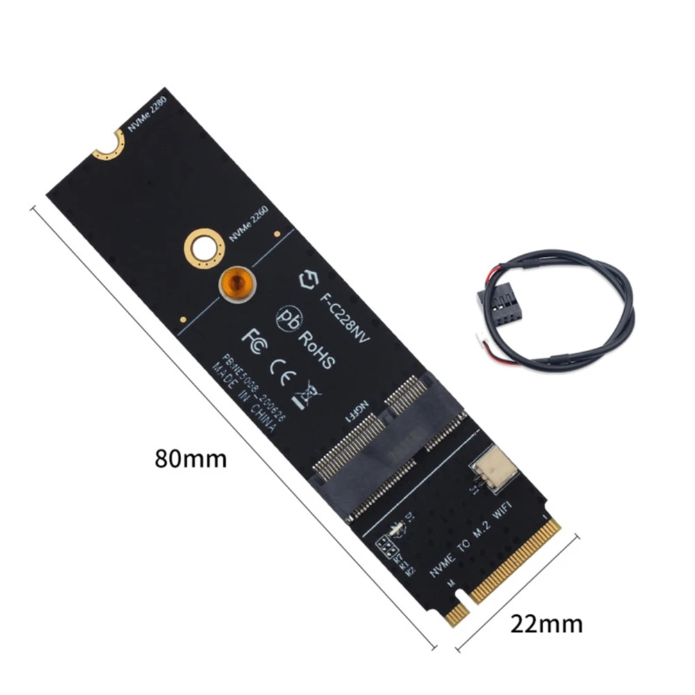 Slot chiave wireless M.2 A + E per chiave M.2 M Adattatore Bluetooth Wifi per scheda AX200 9260 Bcm94352Z Porta NVMe PCI Express SSD