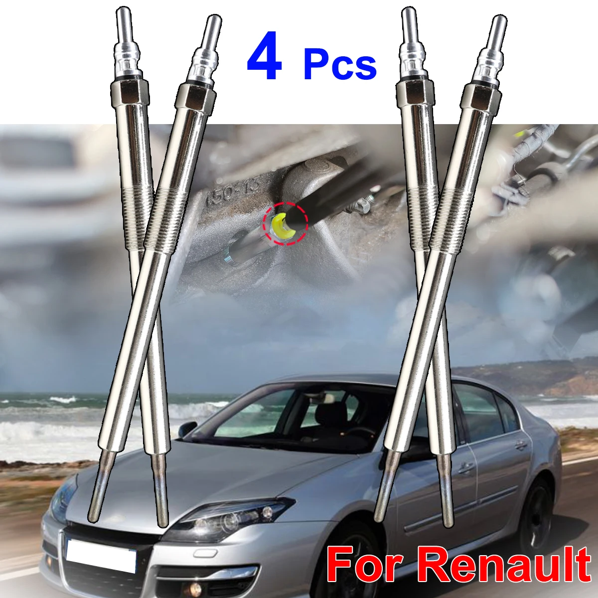 

4PCS For Renault Laguna MK3 BT0 2007 2008 2009 2010 2012-2015 2.0 dCi Diesel Heater Nickel Plating Glow Plugs 4.5V 110650819R