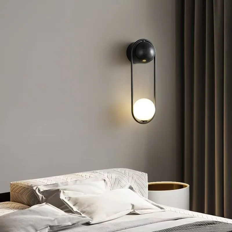 Spherical Glass Lampshade Wall Lamps Nordic Designer LED Wall Sconces Living Room Bedroom Bedside Table Hotel Embellish Fixtures