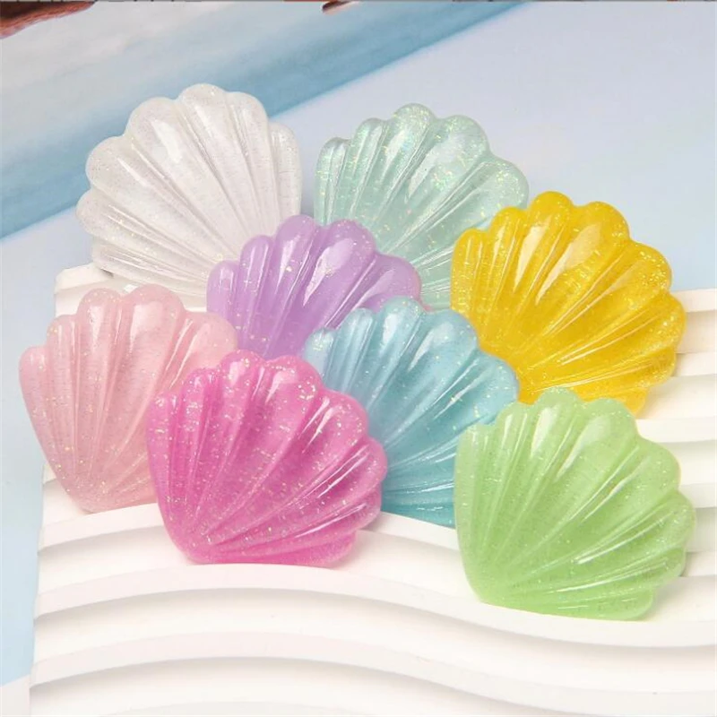 10pcs/lot new creative acrylic fan shell beads charm connectors resin beads for diy earrings hair jewelry making accessories